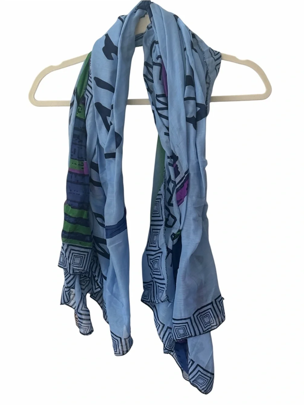Raj Chicago Skyline Graphic Scarf Blue Green Purple NWT